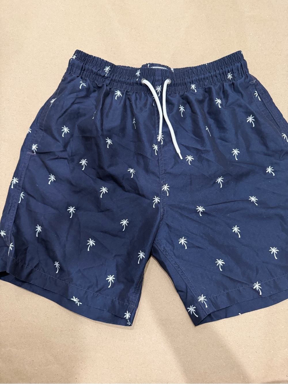 Trunk Surf & Swim Co Navy Palm Tree Embroidered Swim Trunks Medium